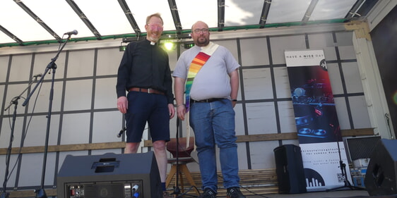 Pfarrer Sebastian Schultz (evangelische Markuskirche) und Diakon Stefan Hegerich (katholische Pfarrei St. Medardus) waren für den Ökumenischen Impuls gemeinsam zuständig. (Foto: Ingrid Weiland)